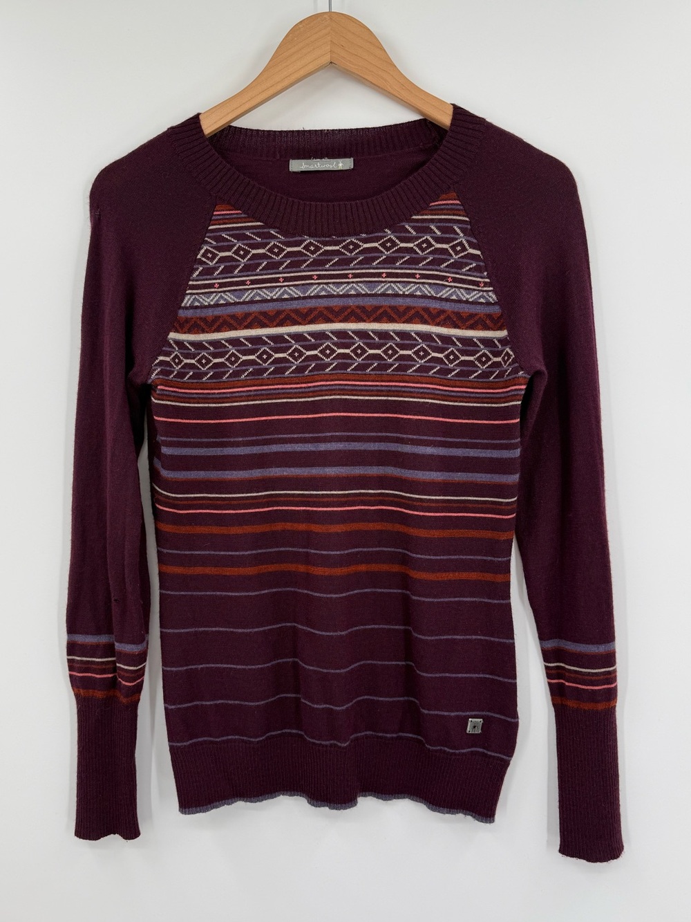 Smartwool Fair Isle Stripe Wool Blend Sweater | Plum Multi | Medium